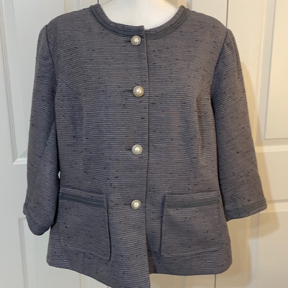 Joan Rivers Plus Women’s SZ 20W Gray And Silver Metallic Lined Blazer